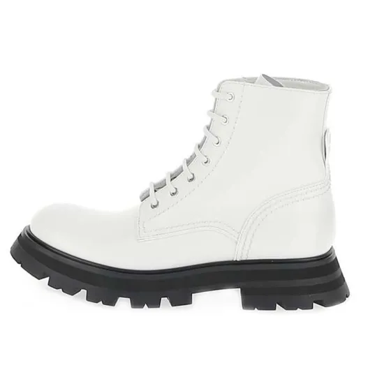 Alexander McQueen Lace Up Ankle Boot White Black Women's