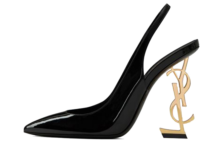 SAINT LAURENT Сен -Лоран Опиум металлический Каблук на высоком каблуке обувь женский черный