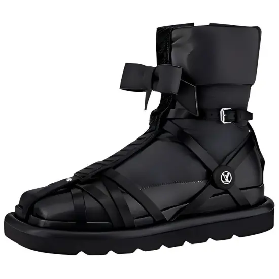LOUIS VUITTON Square Ankle Boots Women's Black