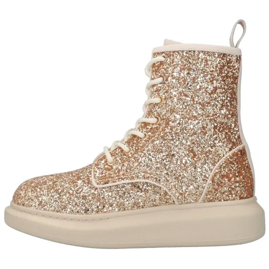 Alexander McQueen Ankle Boots 'Gold Glitter' Women's