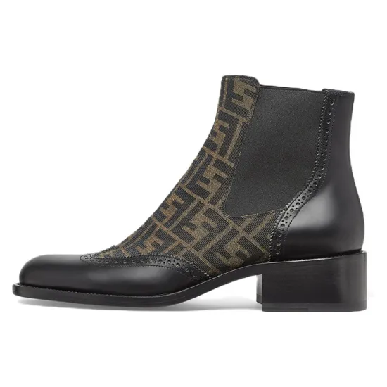 FENDI Monogram-pattern Leather Ankle Boots