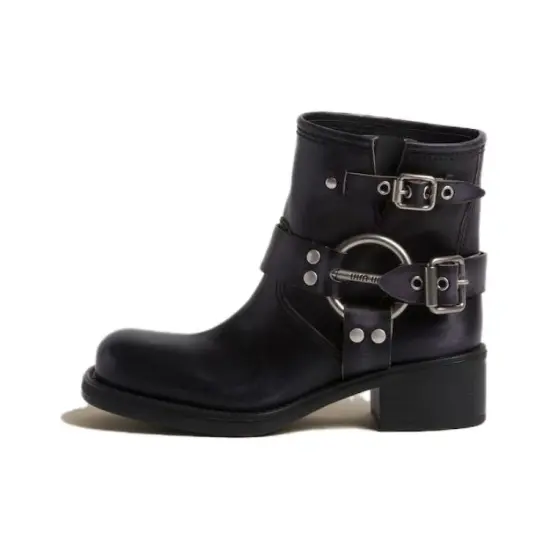 MIU MIU Vintage-Look Leather Ankle Boots
