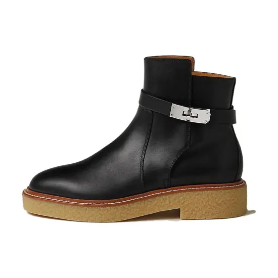 HERMES History Ankle Boots Women's Black