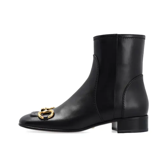 GUCCI Horsebit-detail Square Toe Ankle Boots