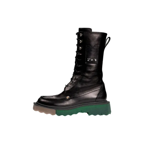 OFF-WHITE Sponge Combat Boot Black Green Women's