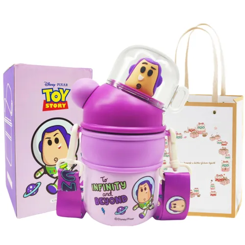 Disney Disney, glass, cute strawberry, transparent high quality handheld universal doll with glass stainless steel for students, 420 ml
