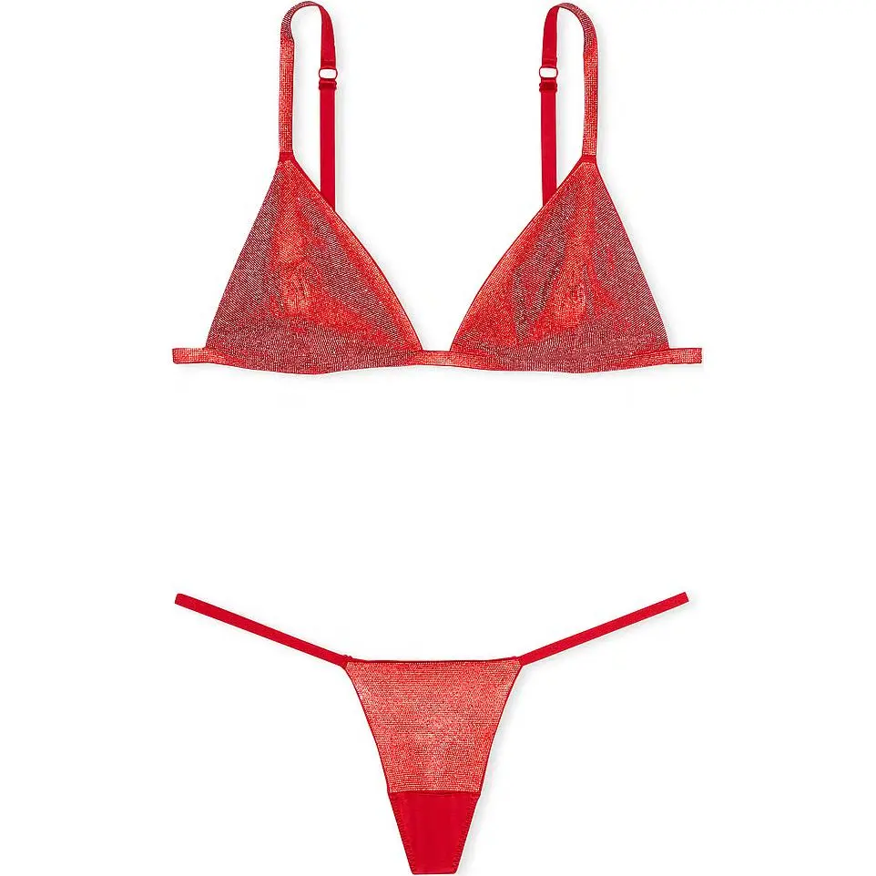 Victoria's Secret 24 Big Show Collection Very Sexy Shine Triangle Bralette/L Underwear Set Women's Red