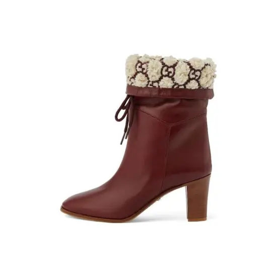 GUCCI Ankle Boots Women's Burgundy