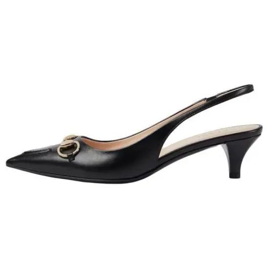 GUCCI Horsebit Cone Heel High Heels 4.5cm Women's Black