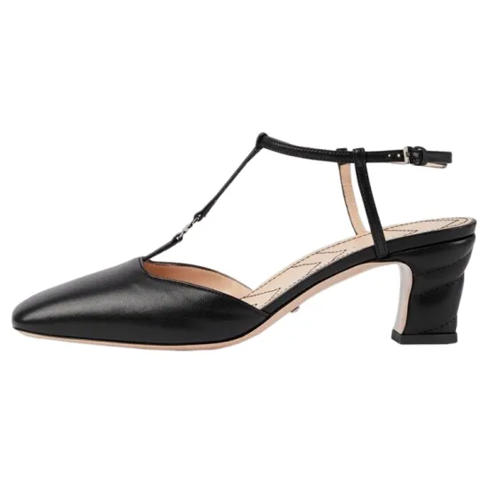 GUCCI Double G T-bar Leather Pumps