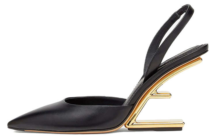 FENDI Фенди Фенди Первый популярный Инопланетный каблук на высоком каблуке Обувь 9,5 см женский черный