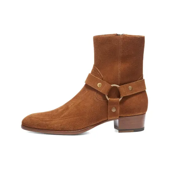 SAINT LAURENT Wyatt Harness Ankle Boots