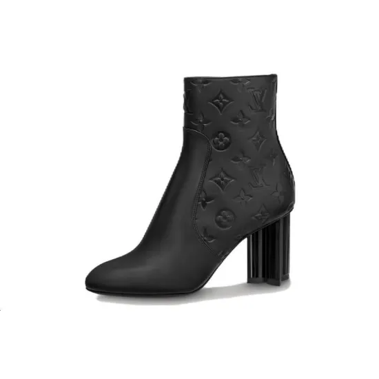 LOUIS VUITTON Silhouette 8cm Heeled Boots 'Black Monogram' Women's