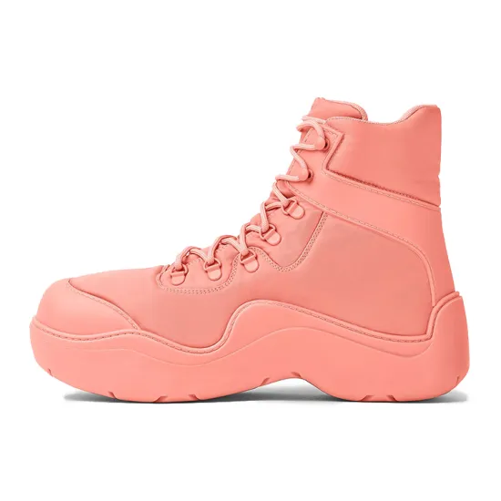 Bottega Veneta Puddle Bomber Height Increasing Short Outdoor Boots Women's Flamingo Color