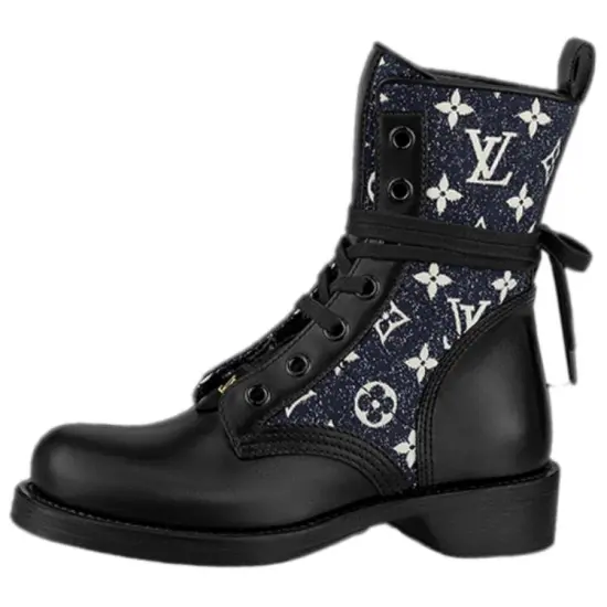 LOUIS VUITTON Lv Metropolis Flat Ranger Boots 'Black With Denim Monogram' Women's