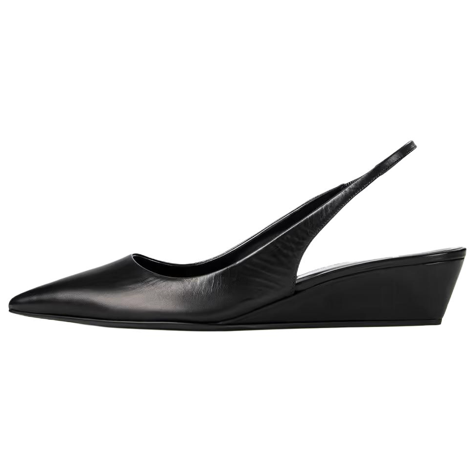 PIERRE HARDY Янтарный маленький кожаный с острым носом Роса на танкетке на высоком каблуке Обувь 3,5 см женский черный
