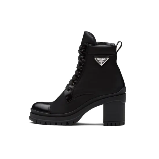 PRADA 55mm Laced Booties Black Nylon Women's