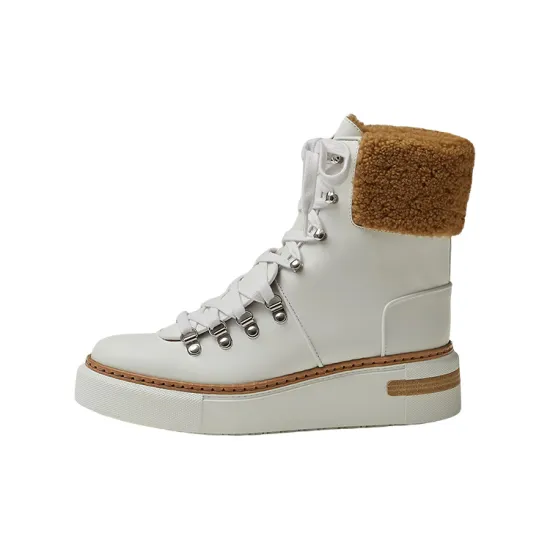 HERMES Flocon Martin Boots Women's White