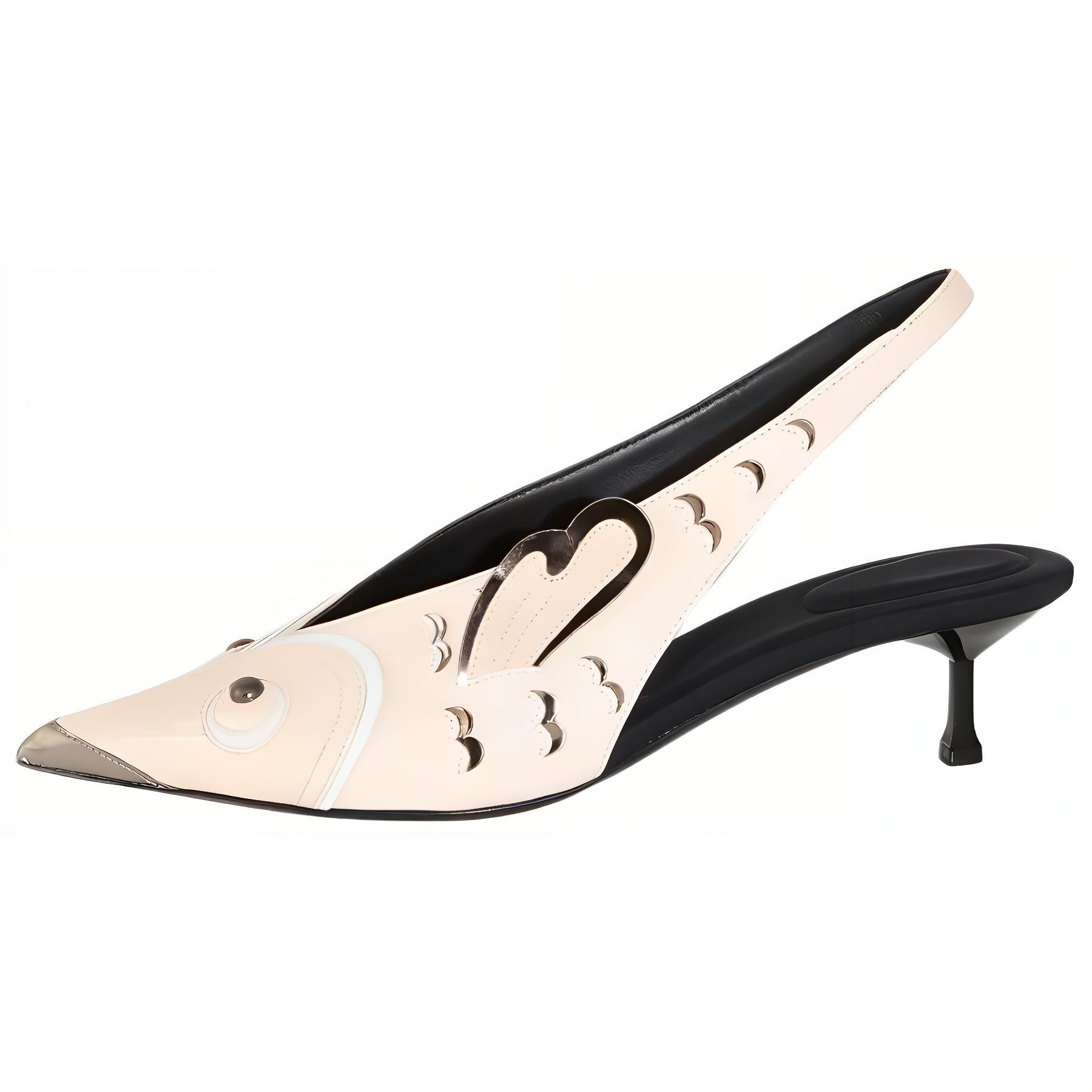 EMILIO PUCCI Маленький кожаный с острым носом Показывают и хорошо на высоком каблуке обувь женский Крем