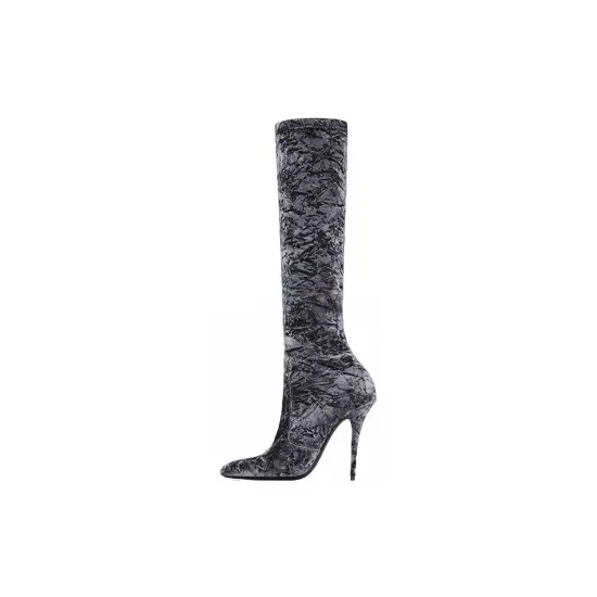SAINT LAURENT Ella Velvet Knee-high Boots