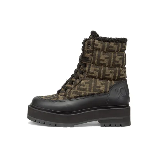 FENDI Signature Lace-Up Biker Boots Women's