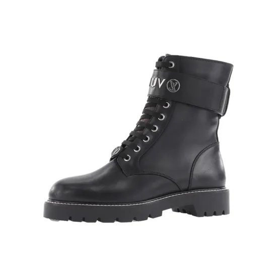 LOUIS VUITTON Territory Flat Ranger Boots 'Black With Silver Logo' Women's
