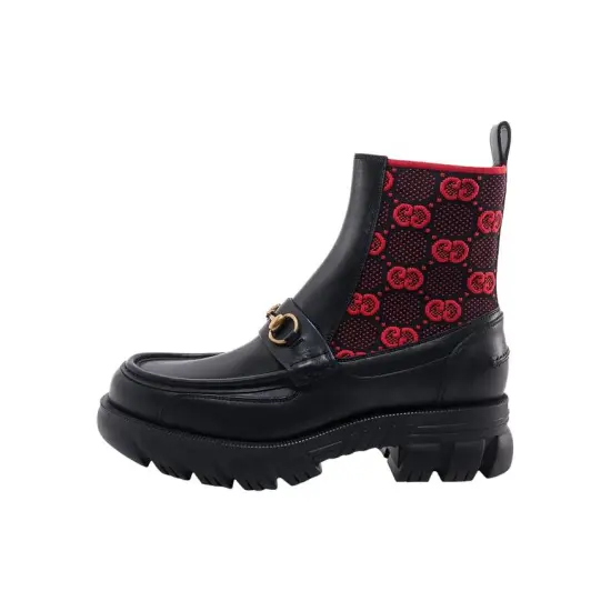 GUCCI Horsebit-detail GG-jacquard Boots