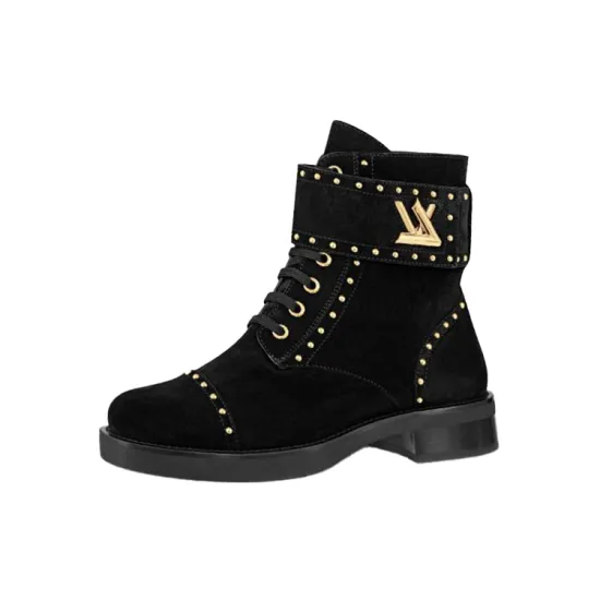 LOUIS VUITTON Lv Wonderland Flat Black Velvet Small Cowhide Gold Silver Women's