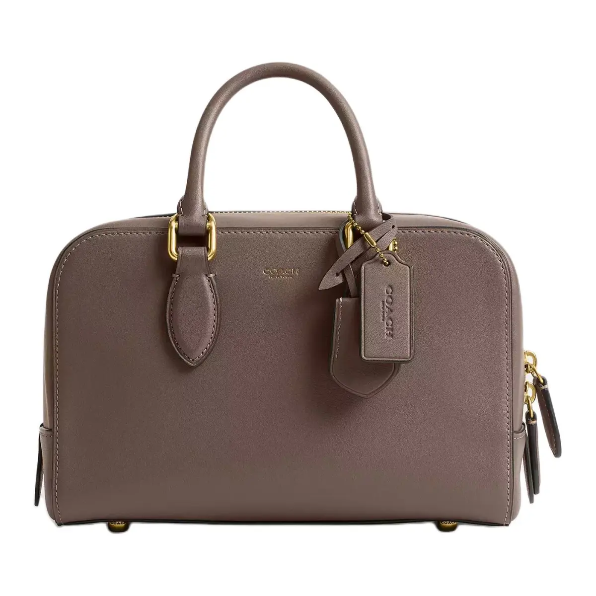 COACH Bowery Tanned Leather Crossbody Handbag Medium Women's Brass With Dark Color Gemstone