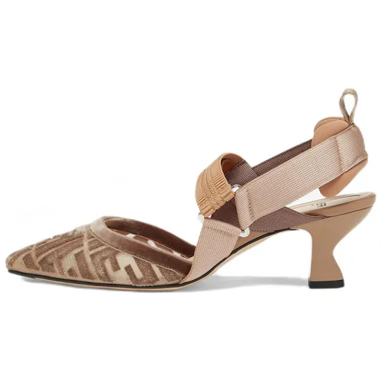 FENDI Colibri High Heels Women's Beige Brown