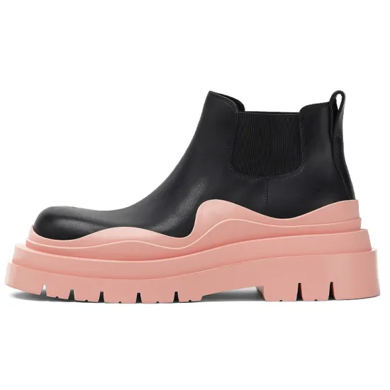 Bottega Veneta Tire Ankle Chelsea Boot Black Pink Women's