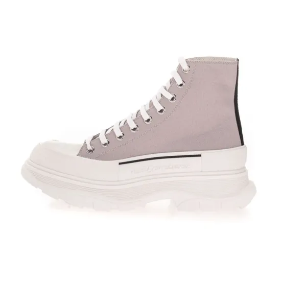 Alexander McQueen Canvas Tread Slick High Top Sneakers 'Grey White'