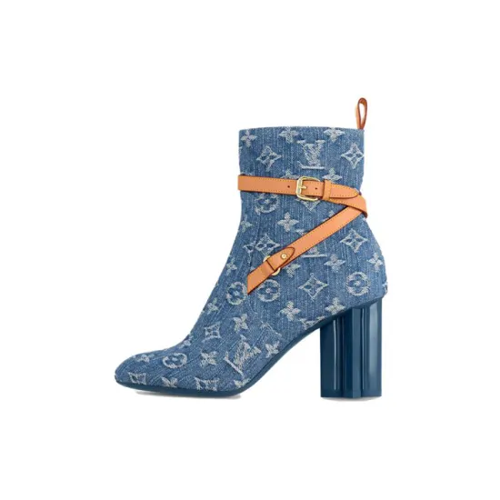 LOUIS VUITTON Silhouette Ankle Boots Women's Blue