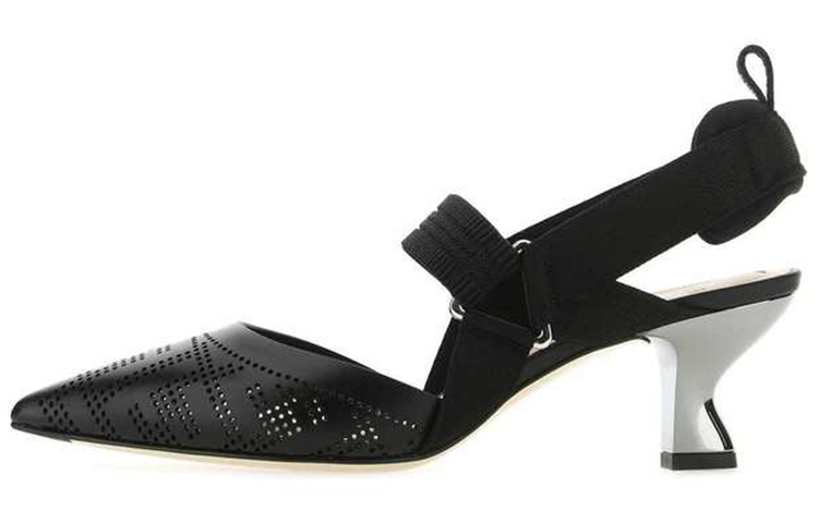 FENDI Fendi Colibri с острым носом Крышка ног, особая форма на высоком каблуке обувь женский черный