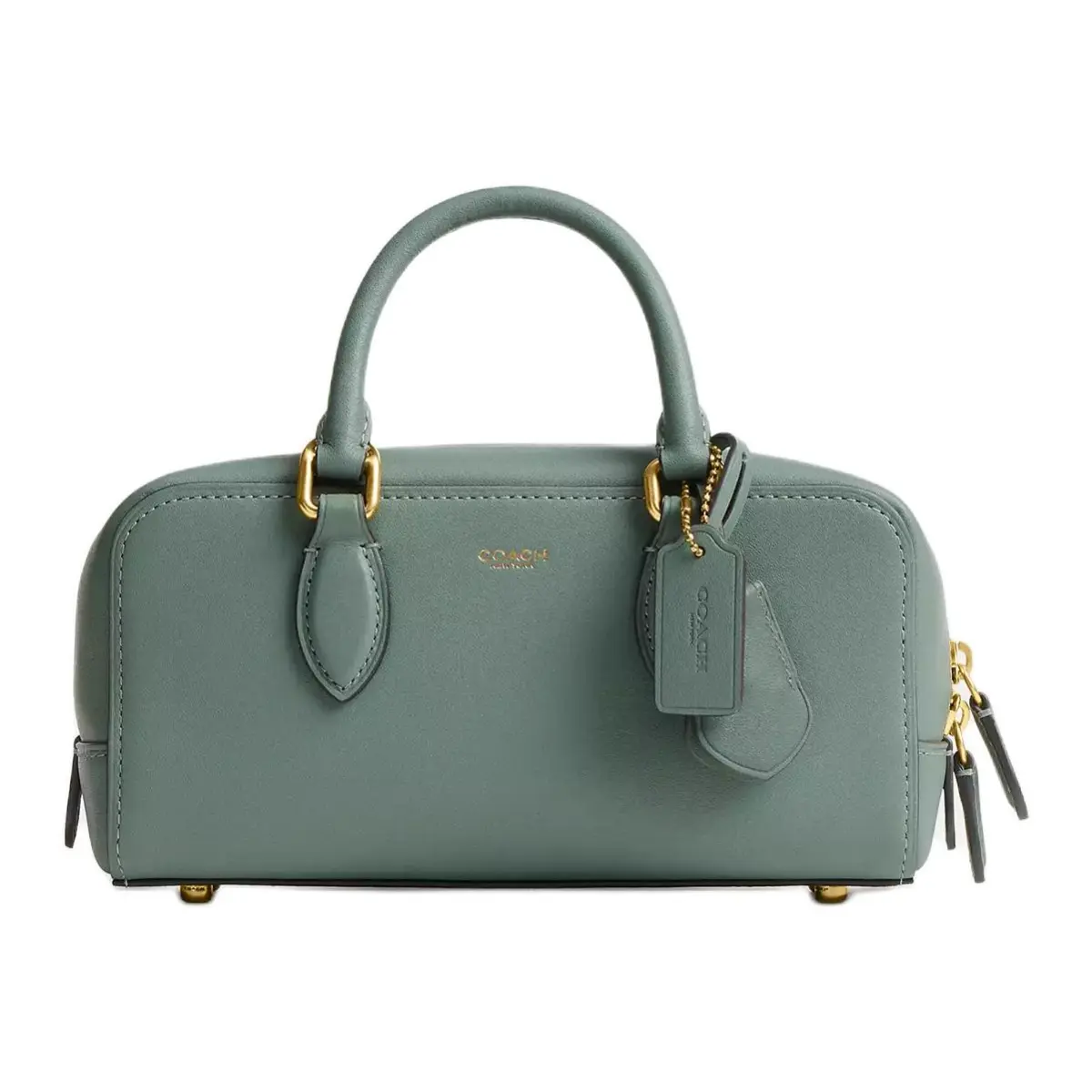 COACH Bowery Glove Tanned Leather Shoulder Bag, Crossbody Bag, Handbag Small Women's Brass With Sage
