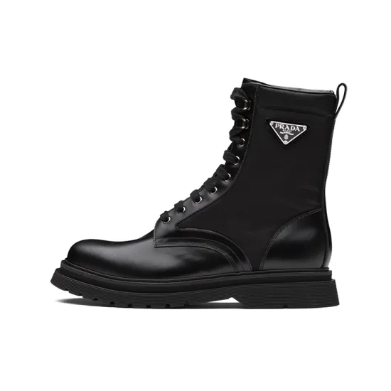 PRADA Logo-plaque Panelled Ankle Boots