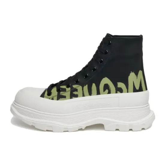 Alexander McQueen Tread Slick Boot Graffiti Black Khaki