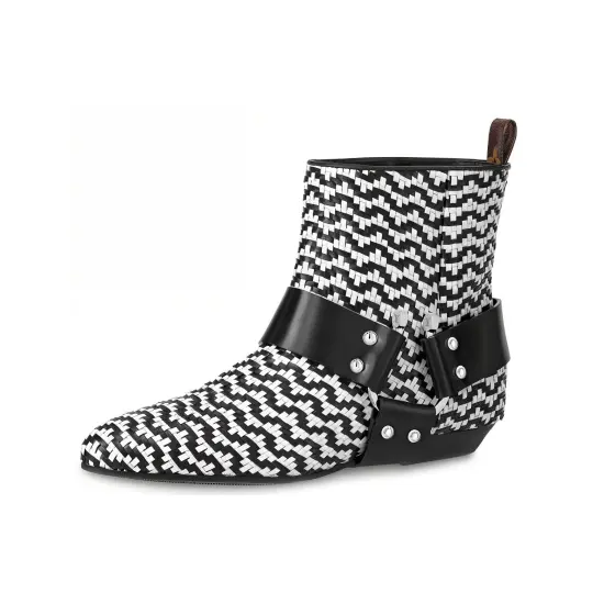 LOUIS VUITTON Rhapsody Ankle Boots Women's Black White