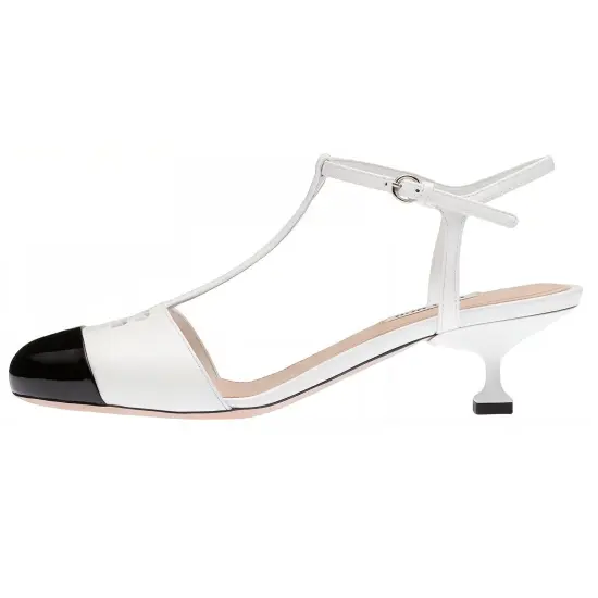MIU MIU Killer Cone Heel High Heels Women's White Black