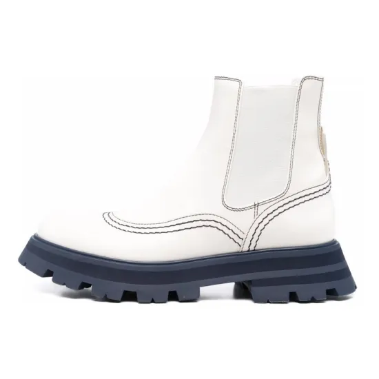 Alexander McQueen Wander Chelsea Boot White Navy Women's