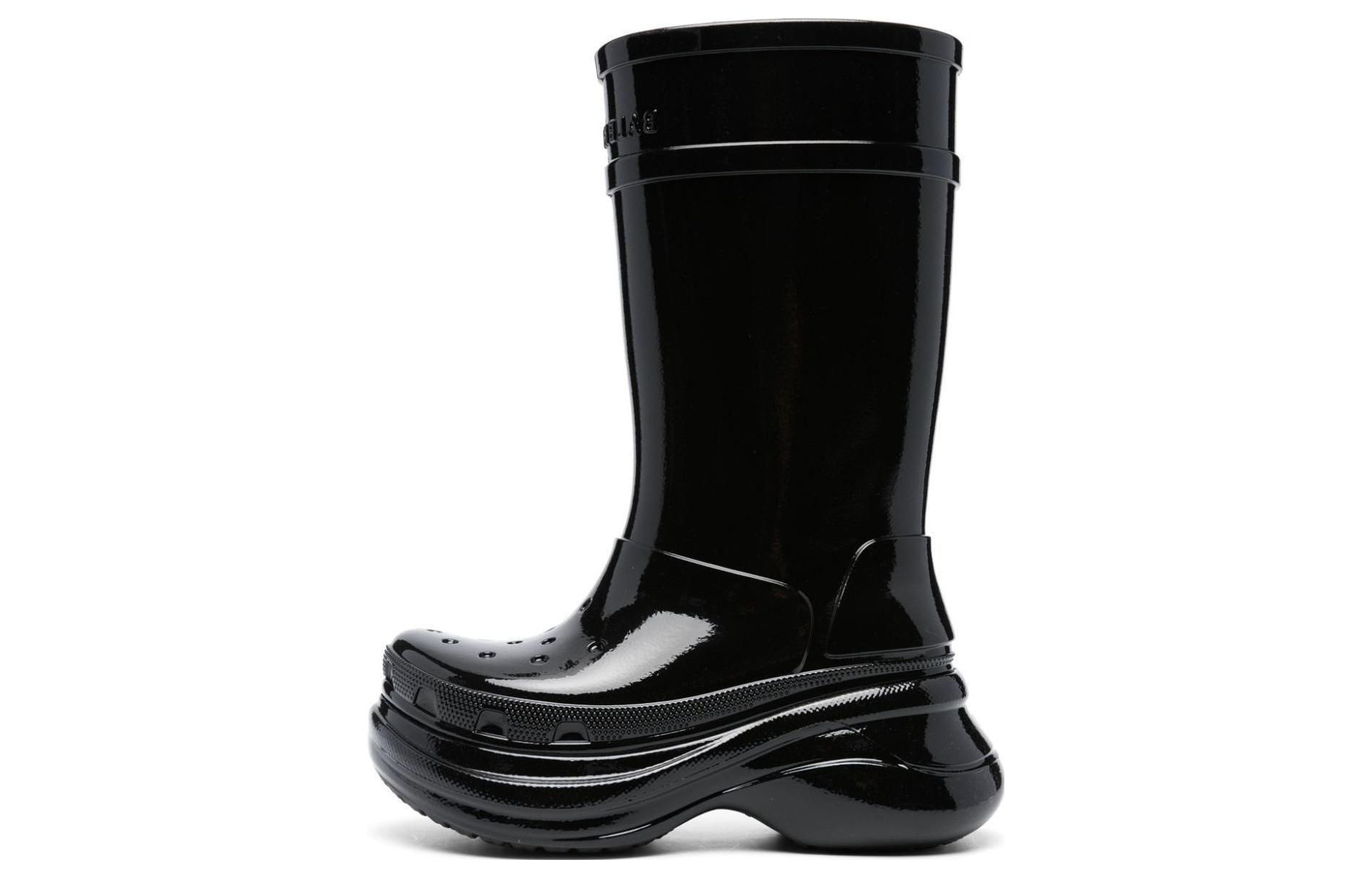 Crocs x Balenciaga waterproof casual and comfortable rain boots women's black