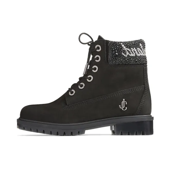 Timberland X Jimmy Choo 6' Boots Black Crystal Collar
