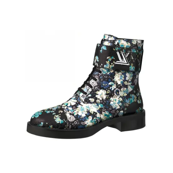 LOUIS VUITTON Lv Wonderland Printing Small Cowhide Flat Blue Black Women's