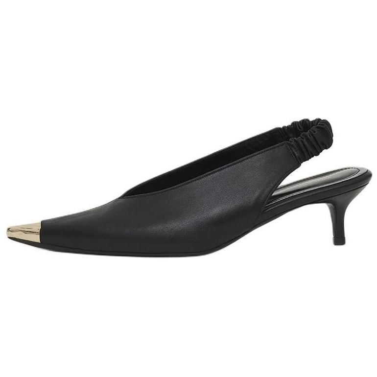 Anine Bing NINA кожаный с острым носом Установка тонкой каблуки на высоком каблуке Туфли 6см женский черный