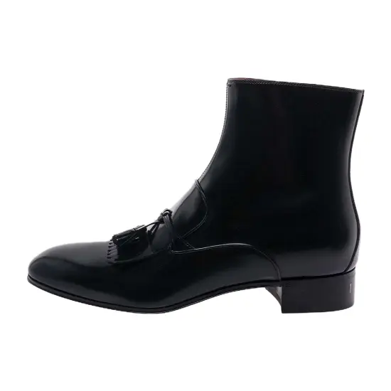 GUCCI Frontal Tassels Detail Ankle Boot Black