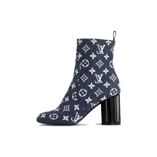 LOUIS VUITTON Silhouette Ankle Boots 8cm Women's Blue