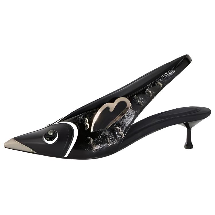 EMILIO PUCCI Маленький кожаный с острым носом Установка тонкой каблуки на высоком каблуке обувь женский черный