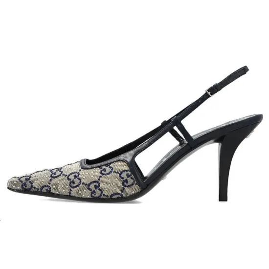 GUCCI GG Supreme 75mm Slingback Pumps