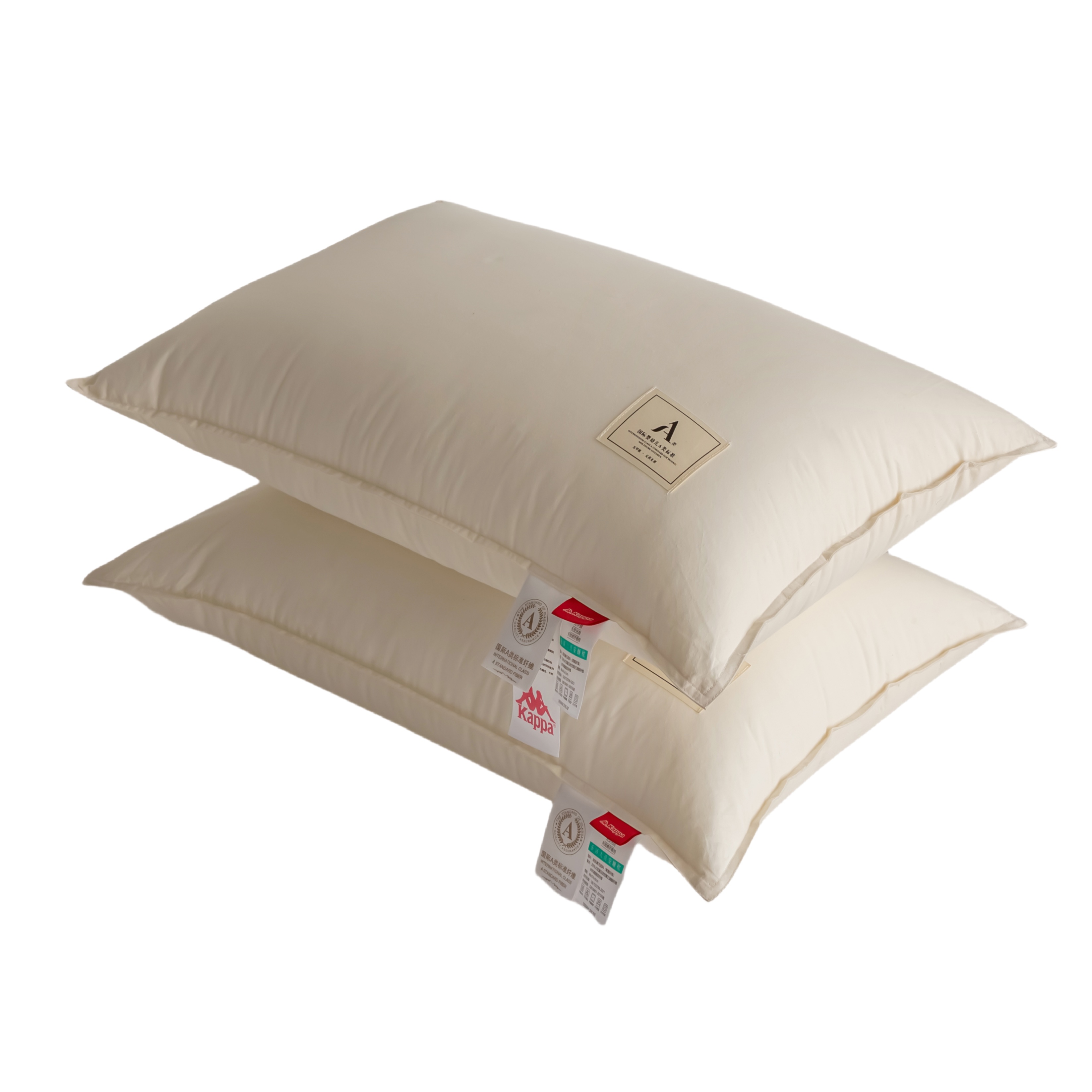 Kappa trendy sporty 3D feather velvet pillow core, fashionable 3D pillow cervical pillow for single student dormitory, size 48x74cm, available in low, medium, and high firmness with soy fluffy pillow, single piece or home use pair pillows/pillow core