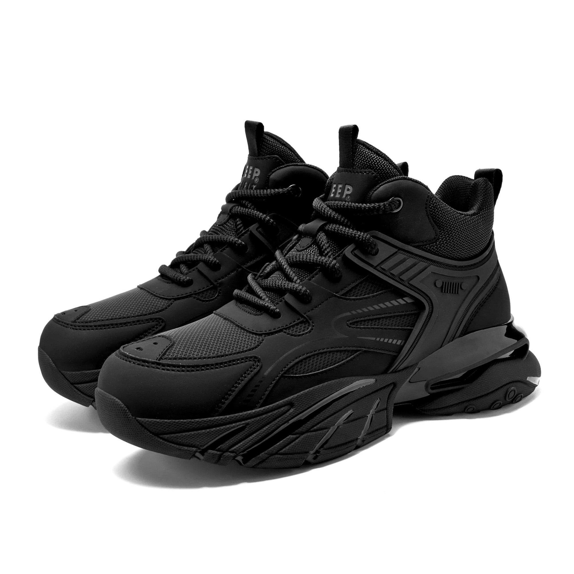JEEP SPIRIT Cushioning Abrasion Resistant Coverage Support High top Outdoor Shoes Men’s Graphite Black